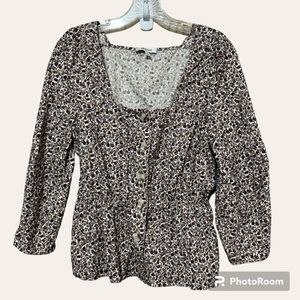 Madewell Corduroy Harvest Vine Button Front Peplum Top Size Medium !